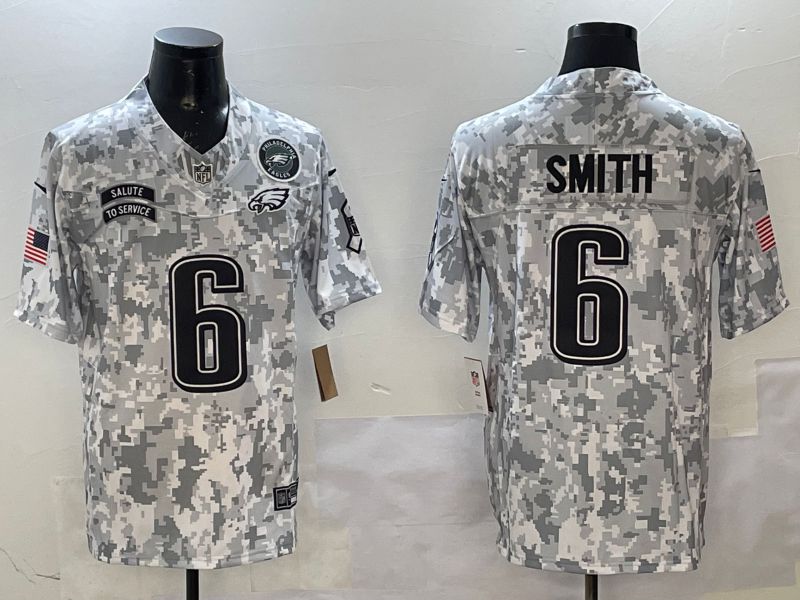 Men Philadelphia Eagles #6 Smith Camo Nike 2025 Salute to Service Limited NFL Jersey style 4